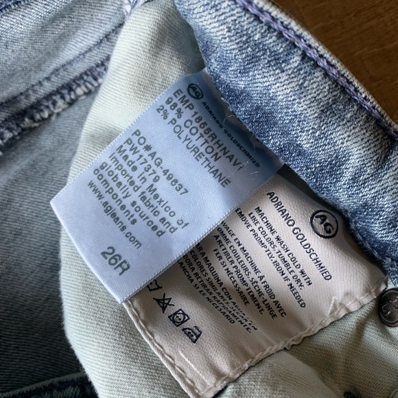 ▶️ AG Adriano goldshmied Women’s blue jeans 26R straight skinny stretch 27x27 - Picture 2 of 14